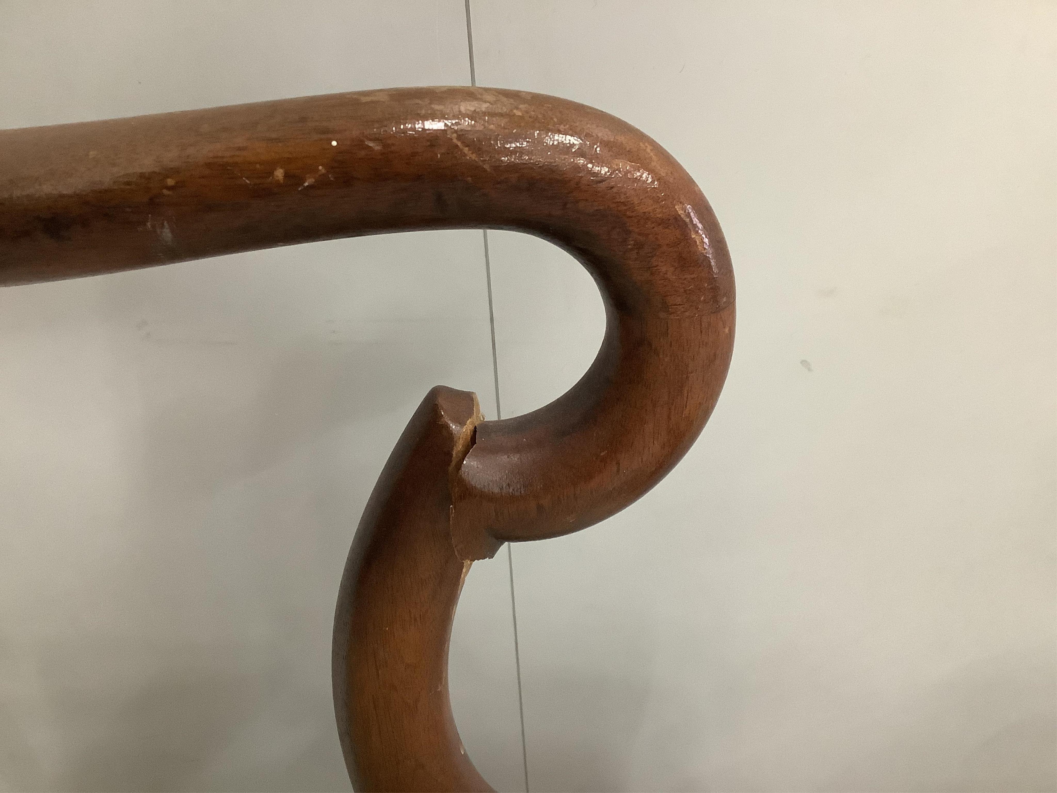 Four (two pairs) George I style painted walnut caned chairs and a similar circular nest of tables